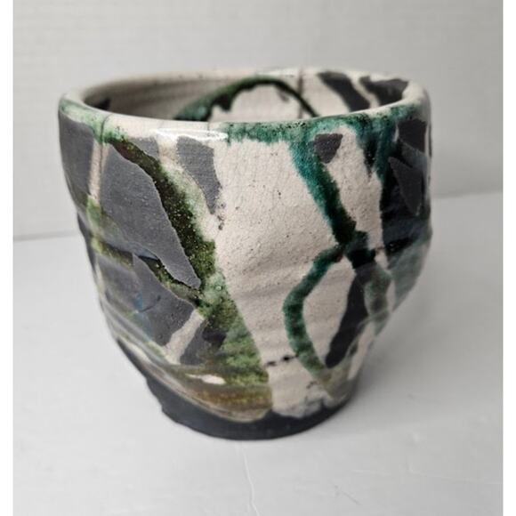 Raku Hand Thrown Coiled Pottery Vase signed JH  5"  1996 Western Style SEE - Picture 2 of 10